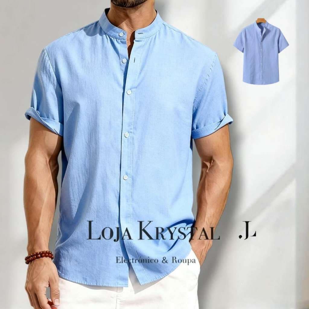 LK  CAMISA SOCIAL GOLA PADRE SLIM FIT CASUAL VISCOLINHO