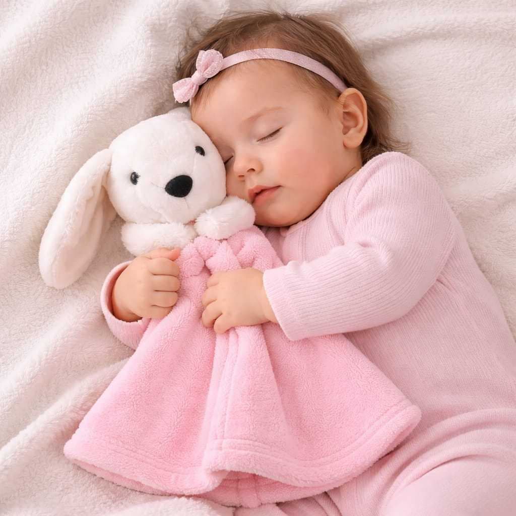 Naninha Para Bebê Antialérgica Suporte Para Chupeta Aconchego Coelho ou Cachorro Pelúcia 40 cm Lavável.
