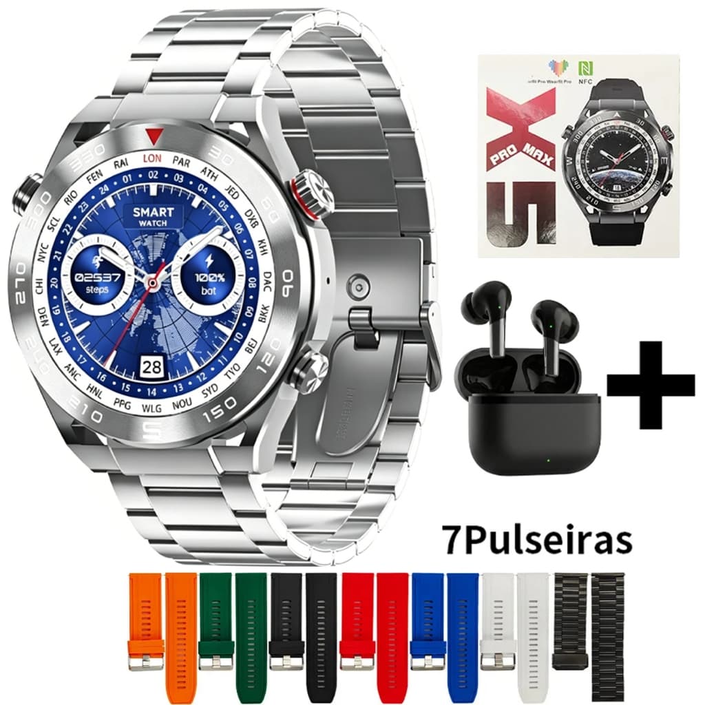 Smartwatch Original X5 PRO MAX+FONE Relógio Inteligente| Chamada Bluetooth | À prova d'água IP67 | 120 Modos Esportivos