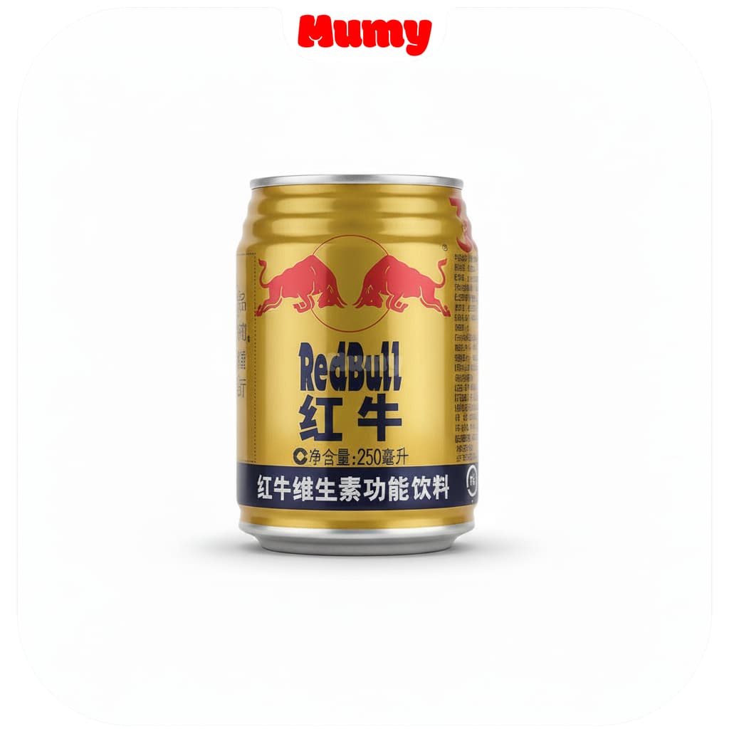 Energético Red Bull Lata Dourada Tradicional Red Bull 250ml - Energy Drink Gold - Mumy Box