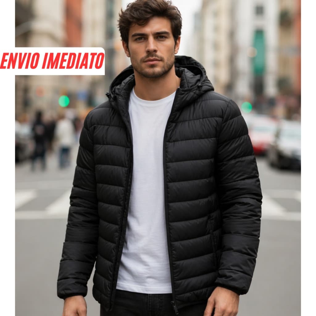 Jaqueta Puffer Masculina  Blusa Bobojaco Agasalho Capuz Removível Impermeável Bolsos Internos Casaco De Frio Inverno