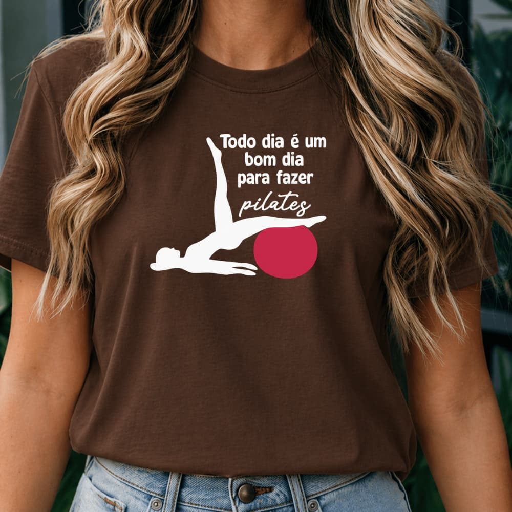 Camiseta Blusa Feminina Pilates Fitness T Shirt Fisioterapia Educação Física Frase
