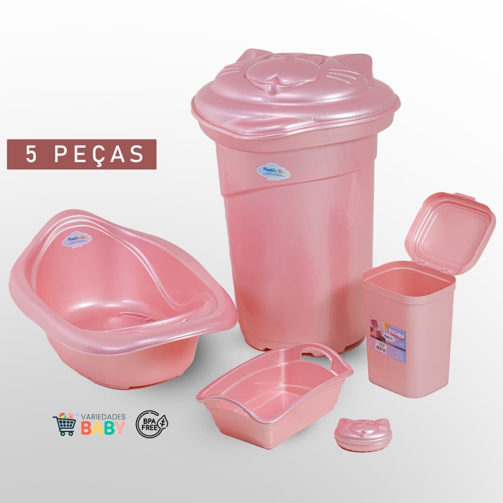 Kit Banho Baby Completo Banheira 22L Cesto 36L Lixeira 4,5L Organizador e Saboneteira Envio Rápido