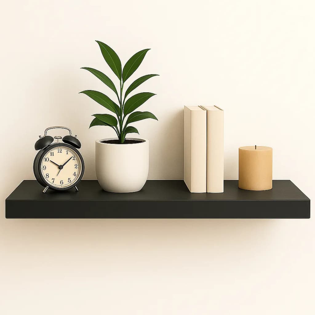 Prateleira Mdf 110x20 Moderna Suporte Parede Invisivel 30mm - Preto