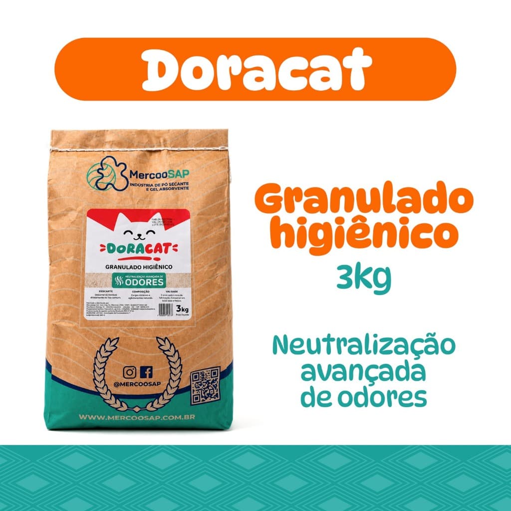 Areia Sanitária Doracat - Granulado Higiênico Para Gatos 3Kg