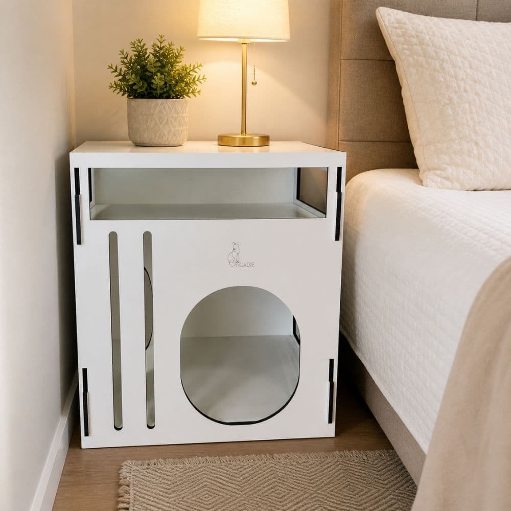 Mesa Canto Gato Mdf Casinha Pet Decoração Casa S/almofada Cabeceira Clean