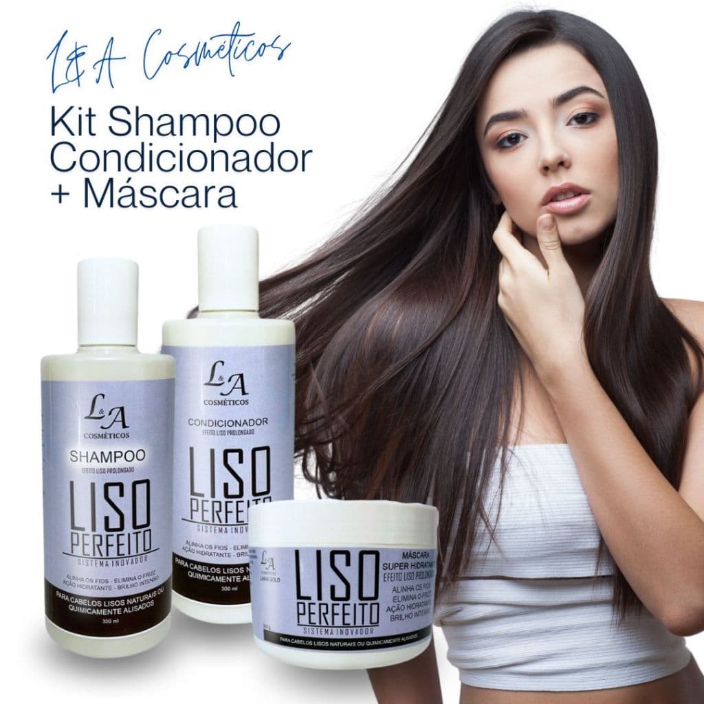 Kit Liso Perfeito Shampoo Condicionador e Máscara Hidratante - Efeito Progressiva 300g