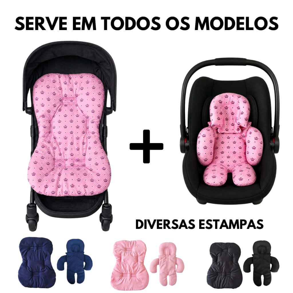 Kit Capa para carrinho + redutor de corpo para bebê conforto tam universal Galzerano Cosco Burigotto