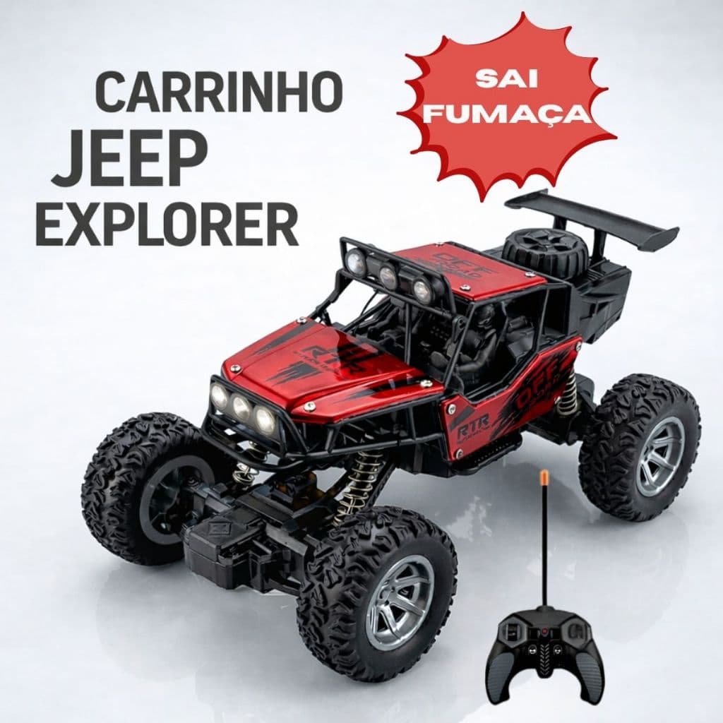 Carro Carrinho de Controle Remoto Solta Fumaça Monster Truck com Pneus Off Road 4x4