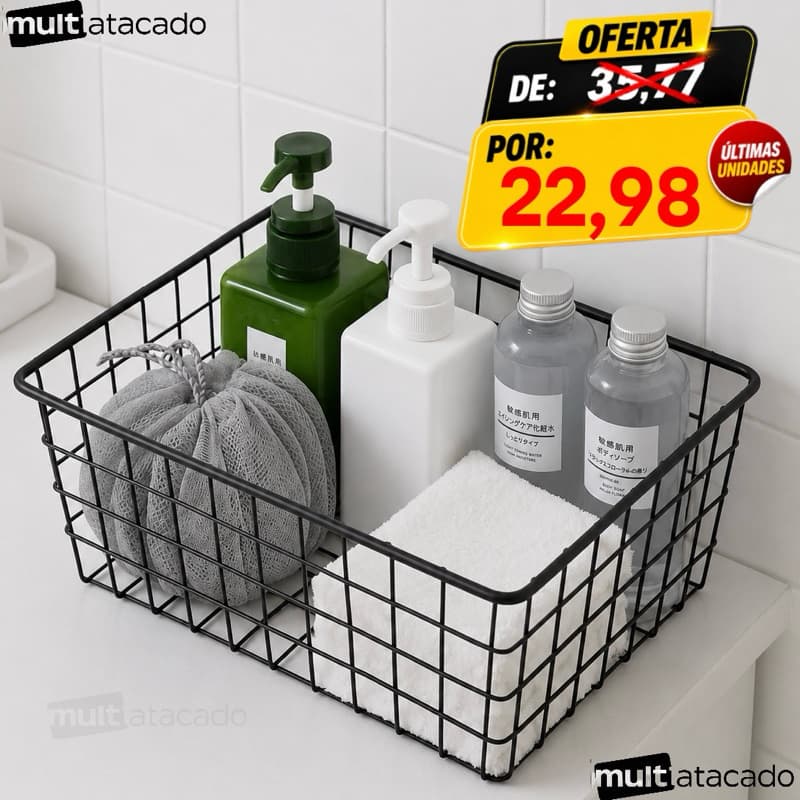 Cesto Organizador Aramado Cozinha,  Banheiro organizador para roupa