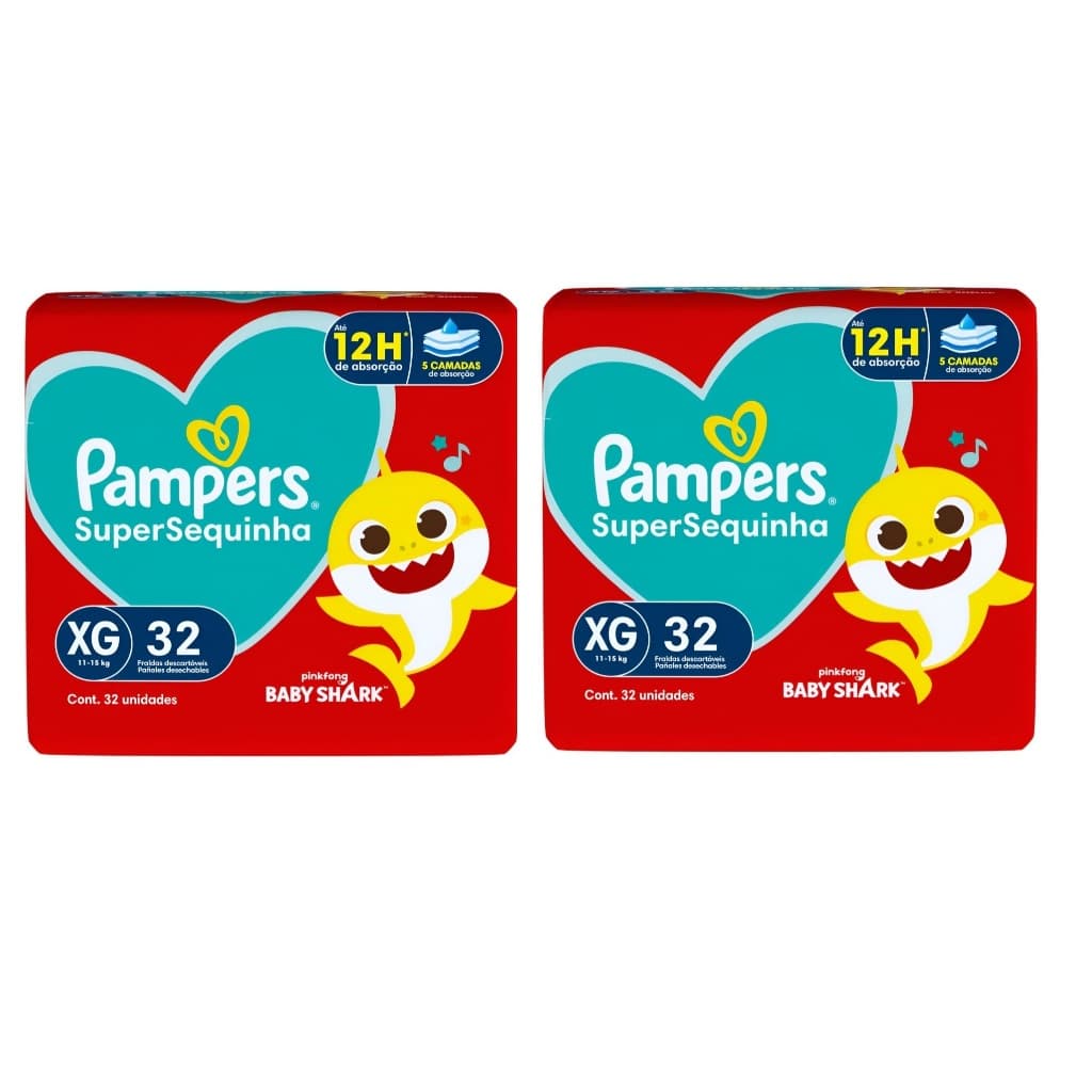 Kit 2ptes Fralda Pampers SuperSequinha XG 32un - Total 64 unidades AB.2
