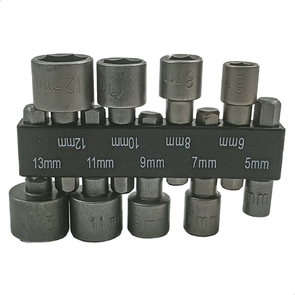 Kit Bits Soquete Canhão Sextavado Encaide 1/4 Parafusadeira e Furadeira medidas 5 A 13mm
