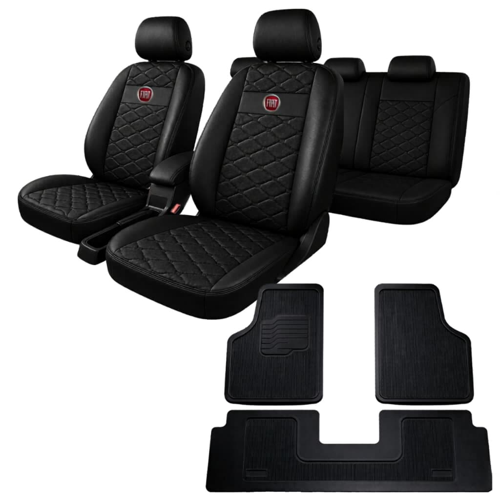 kit Capa Para Banco Automotivo Couro Tapete 5 PÇS de borracha Fiat Palio Uno Siena Punto