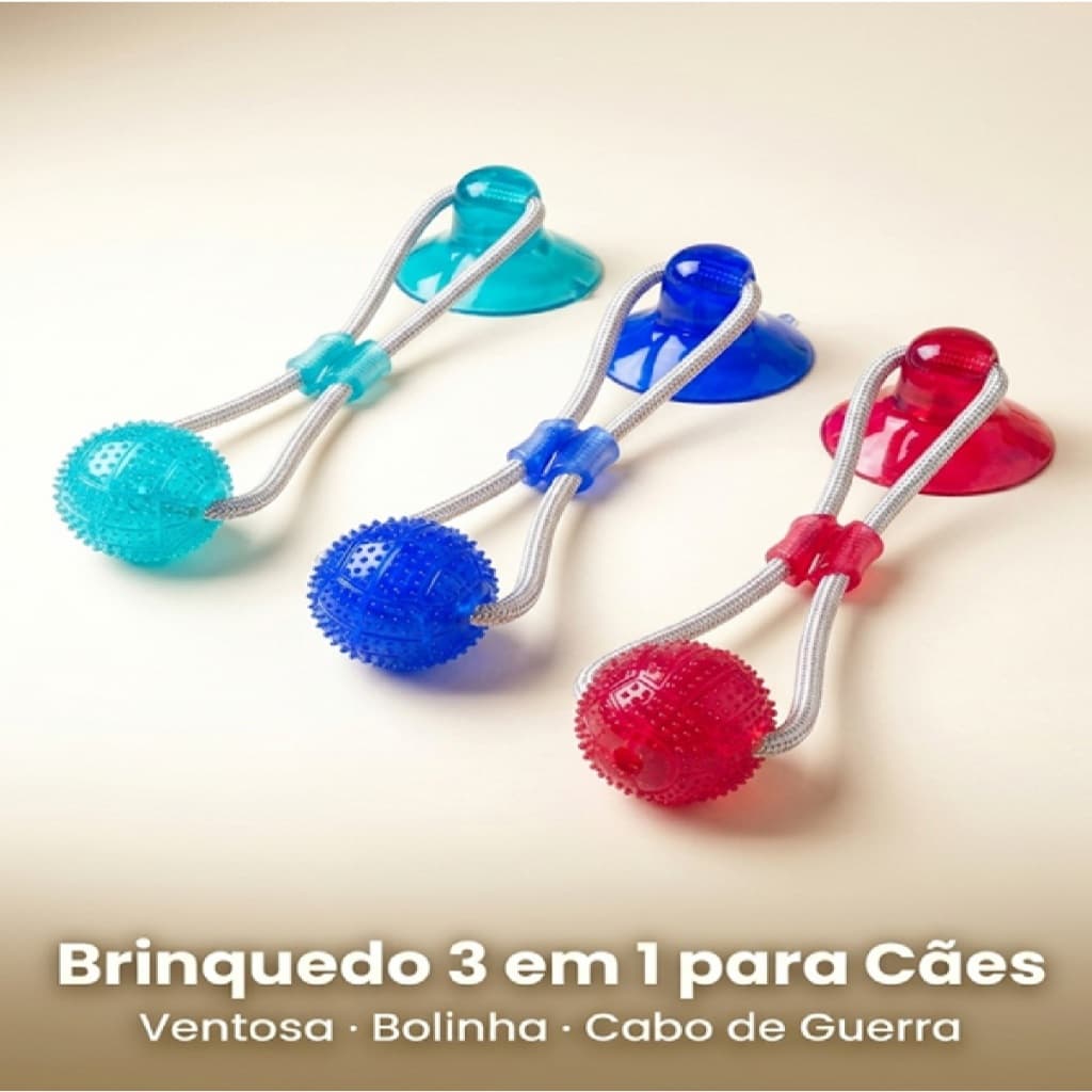 Brinquedo Pet Interativo Cachorro Ventosa Push Ball Cabo Guerra Anti Estresse