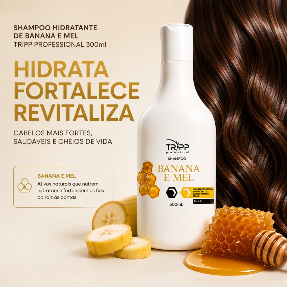 Shampoo Hidratante de Banana e Mel Tripp Professional 300ml