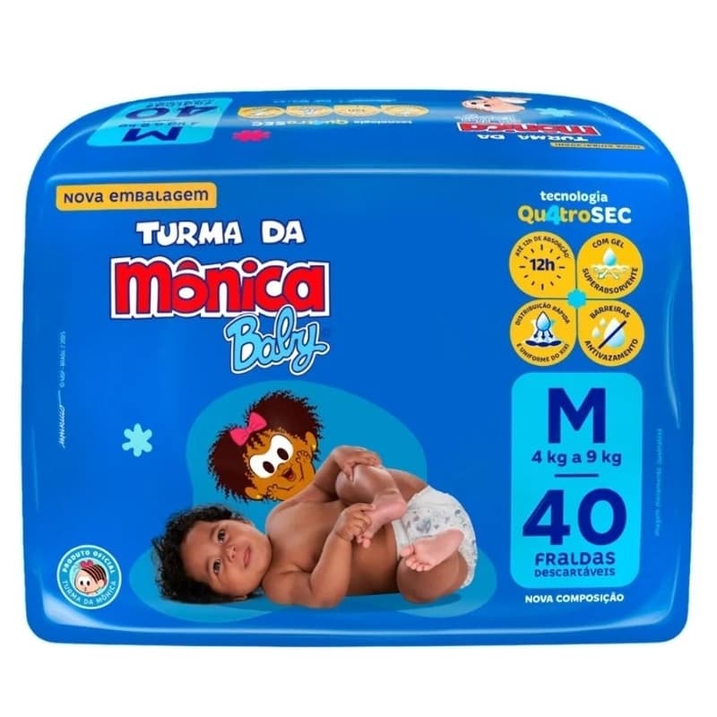 Fralda Turma da Mônica M 40 Unidades