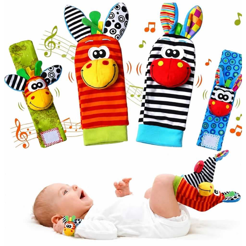 Kit Meias E Pulseiras Com Chocalhos Sozzy Criança Brinquedo Coordenação Motora  - Envio em 24 Hrs