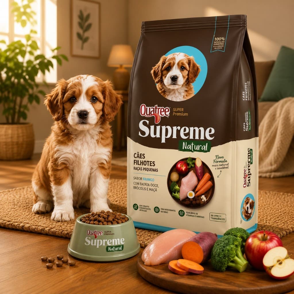 Ração Para Cachorro 10.kg Quatree Supreme Filhote Raças Pequenas Frango Batata Doce 30% Proteína