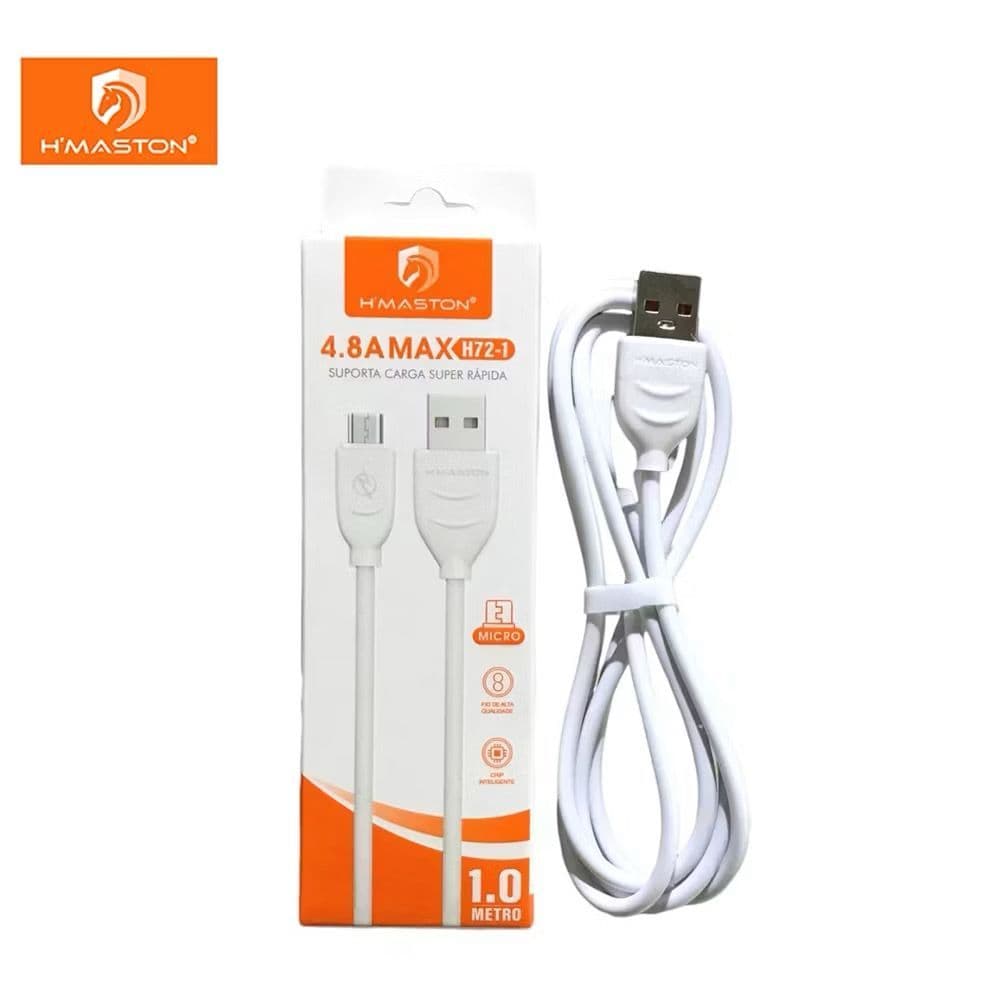 Cabo de Carregador Celular USB Tipo C V8 Iphone 4.8A Carga Rápida H´maston