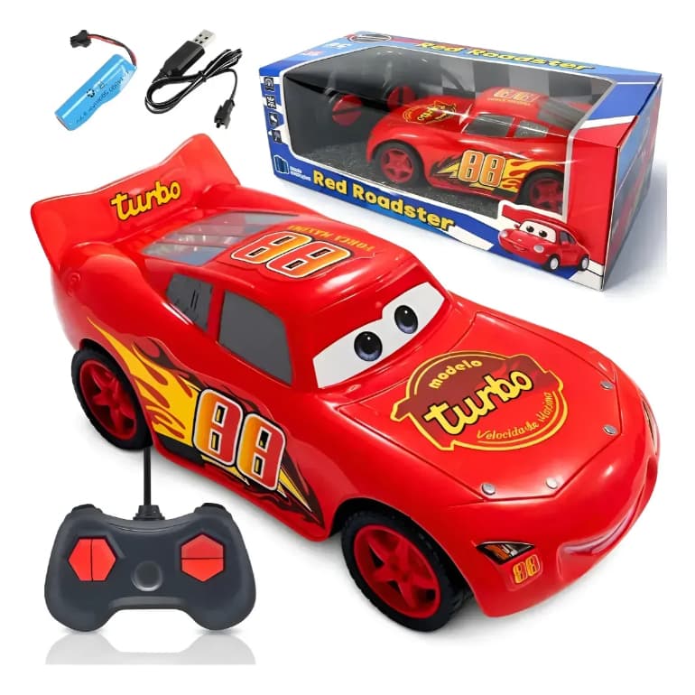 Carrinho Relâmpago McQueen 4x4 Controle Remoto Recarregável Carros Vermelho Relâmpago Mcqueen