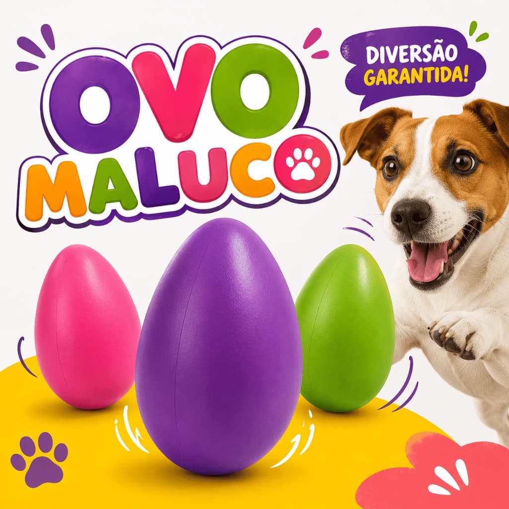 Brinquedo Mordedor para Cachorro Ovo Maluco Pet Interativo Resistente Antiestresse