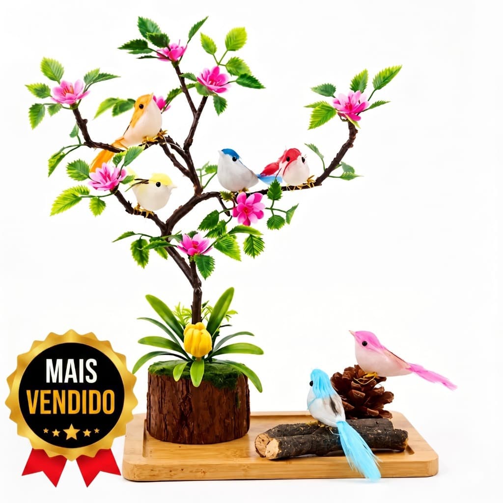 12 Passarinhos GRANDES 12,10  cm Artificiais Pena Natural Coloridos Jardim Festas Decoração