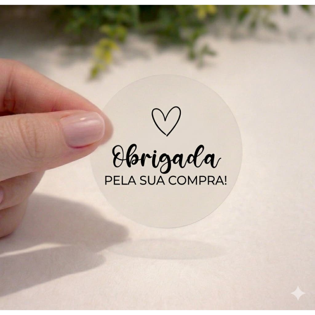 KIT Adesivos Vinil Transparente | Adesivo Embalagem Cliente 4x4 | Obrigada pela sua compra