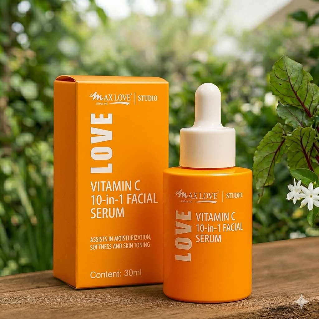 Sérum Facial Vitamina C  Max Love 30ml -10 em 1 – Clareador, Antioxidante, Hidratante.