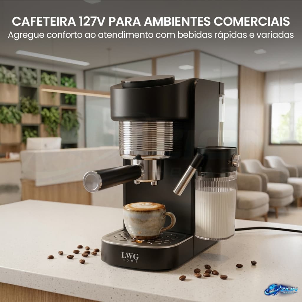 Cafeteira Cappuccino Latte Expresso 4 Em 1 1400W 20 Bar Reservatório De Leite 110w Preta