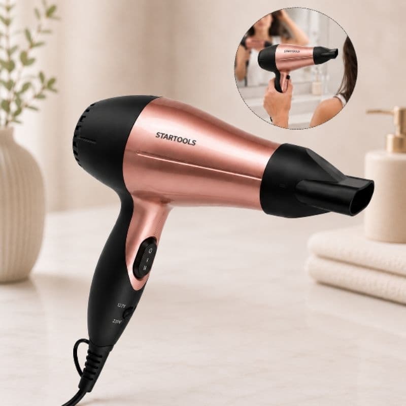 Secador de Cabelo Compacto Leve Portátil Alta Potência Bivolt Cinza 1200W Profissional