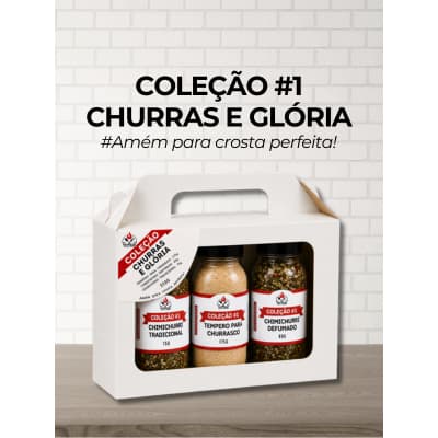 Kit 3 Temperos Churrasco Churras e Glória | Chimichurri Defumado + Chimichurri + Tempero de Churrasco | Coleção 310g