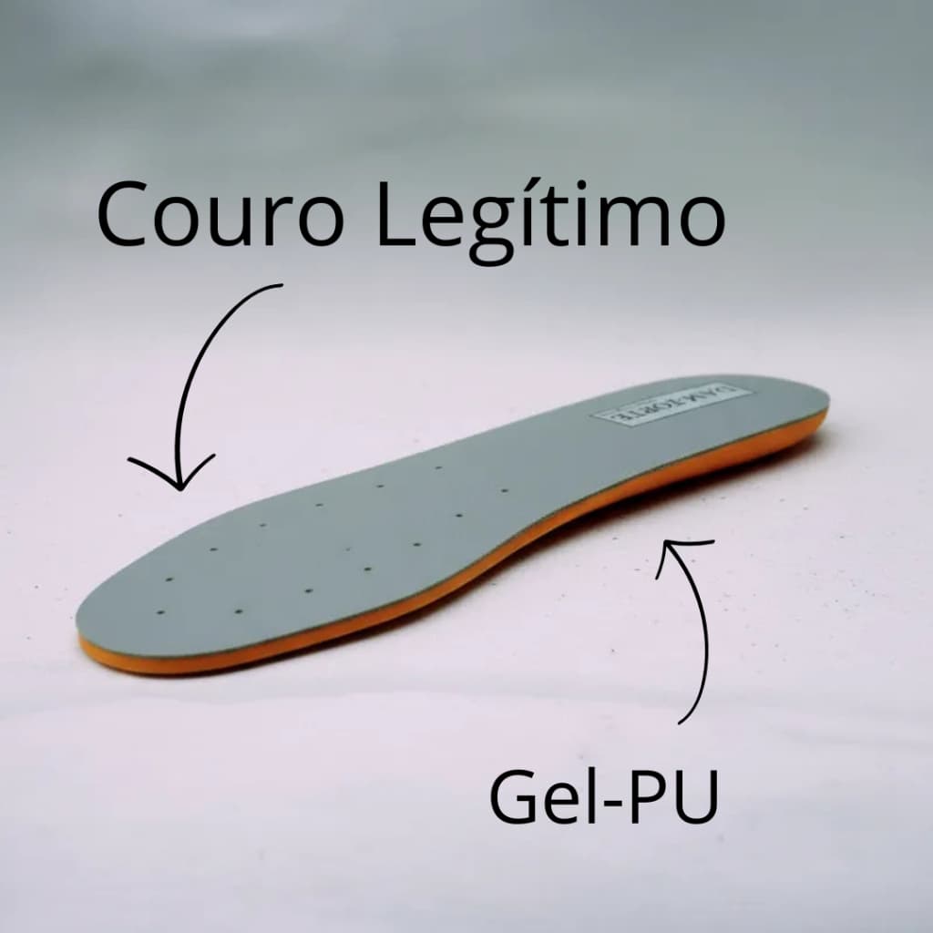 Palmilha Gel PU Vulcanizada em COURO LEGÍTIMO Dam Forte Calçados de Segurança Confortável Ortopédica Silicone Bota