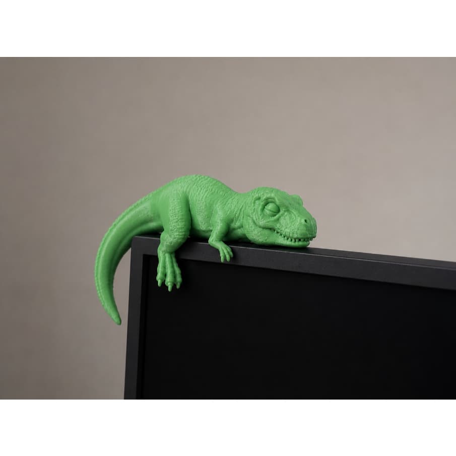 Dinossauro Rex de Monitor – Estátua Decorativa Geek para Setup Gamer