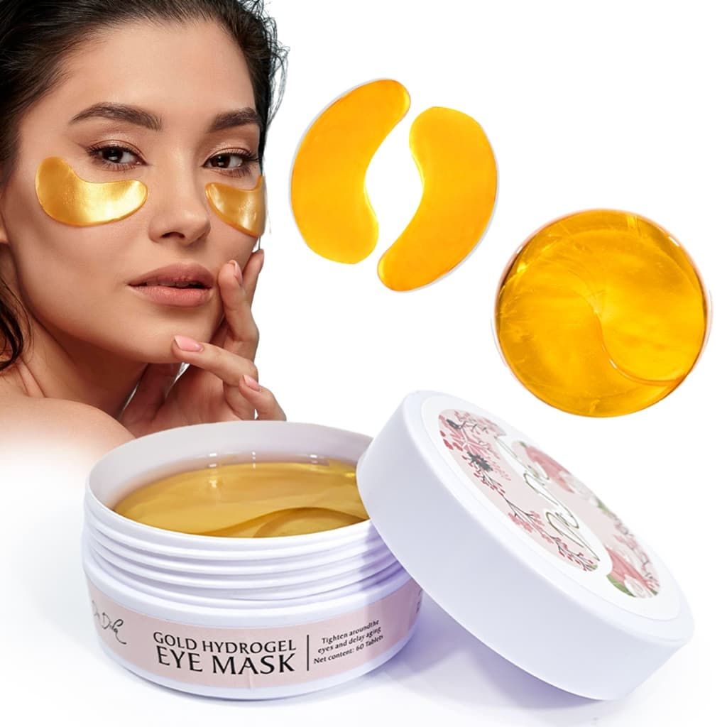 Kit 60 Pares de Máscaras de Olhos de Luxo Douradas 24K - Intensas e Hidratantes