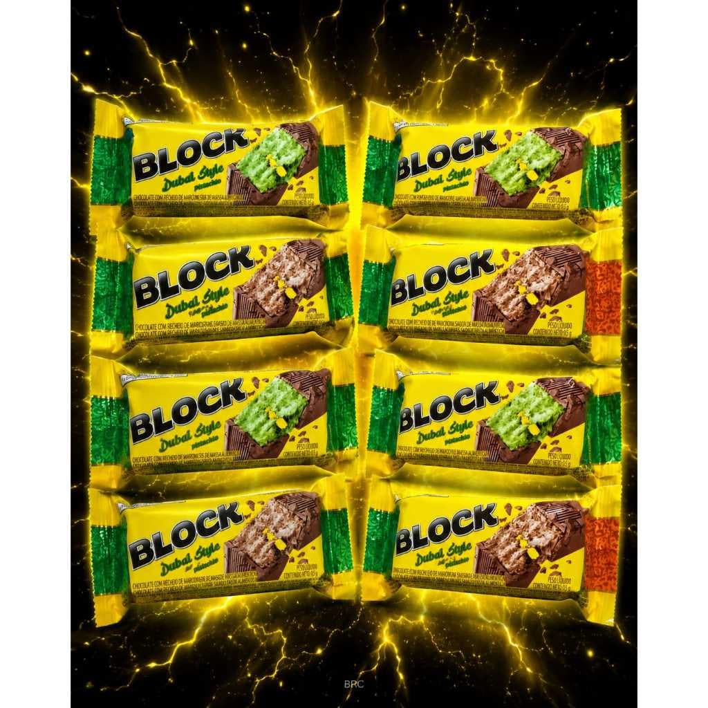 Chocolate BLOCK Dubai Style 45g – Recheio Cremoso de Pistache e Amendoim | Importado