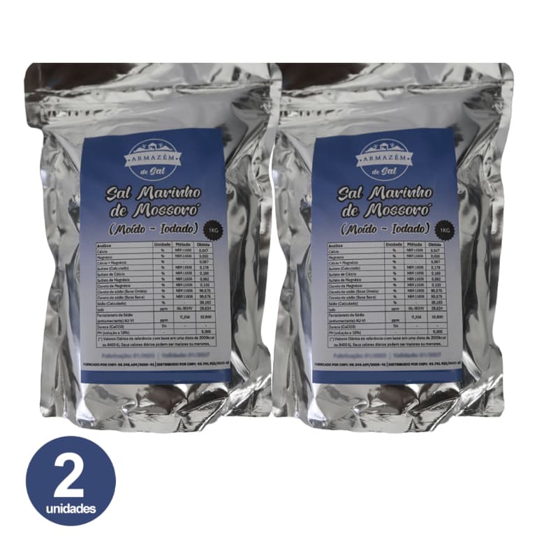 Sal Marinho Iodado 2 kg Salinas Mossoró Moído