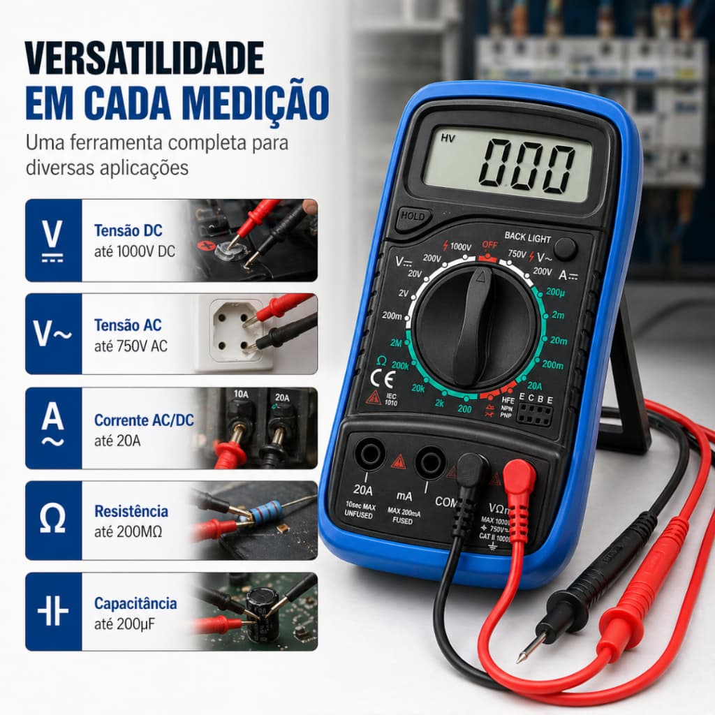 Multímetro Digital Exbom MD-200L LCD Profissional Voltímetro Amperímetro ENVIO IMEDIATO