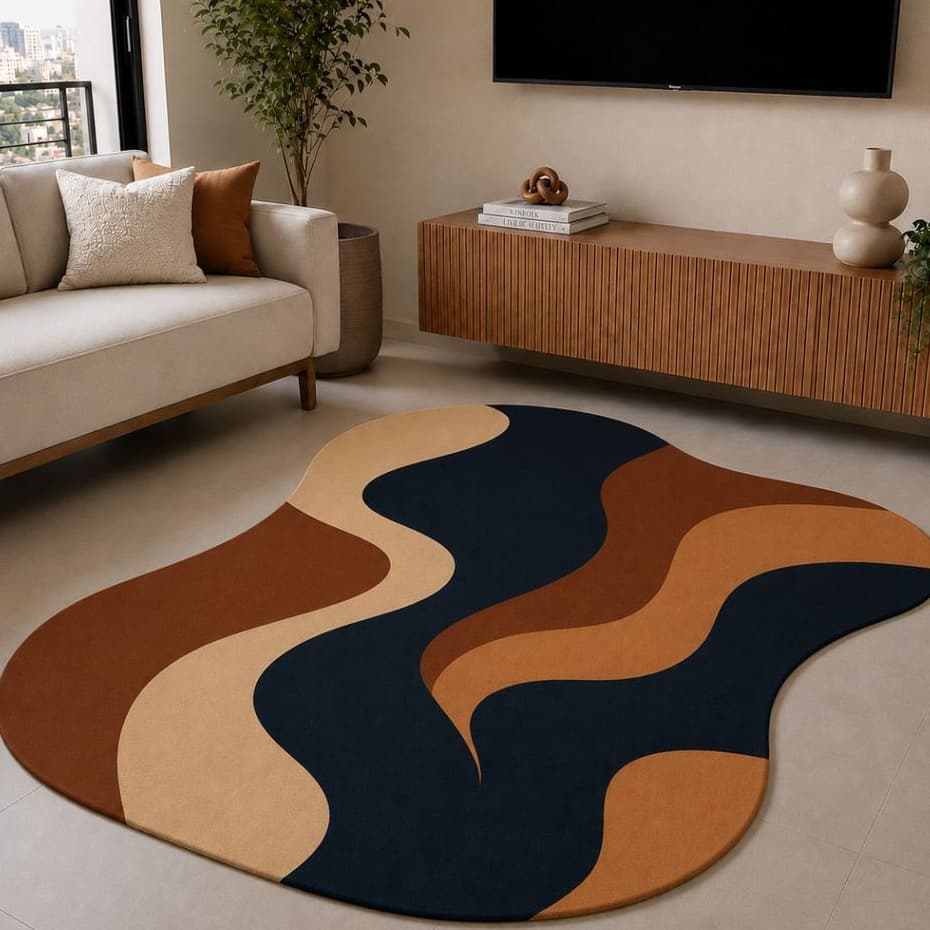 Tapete Orgânico Decorativo 117x67cm Antiderrapante para Sala e Quarto 005