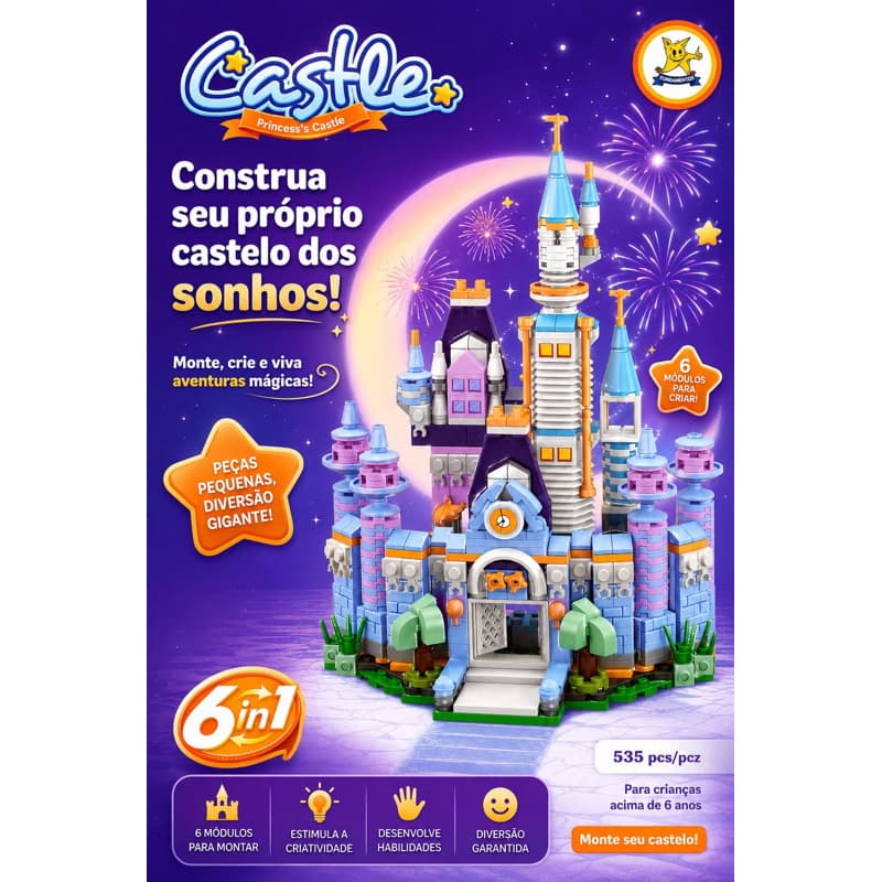 🏰✨ Castelo Encantado de Blocos de Montar, tipo Lego
