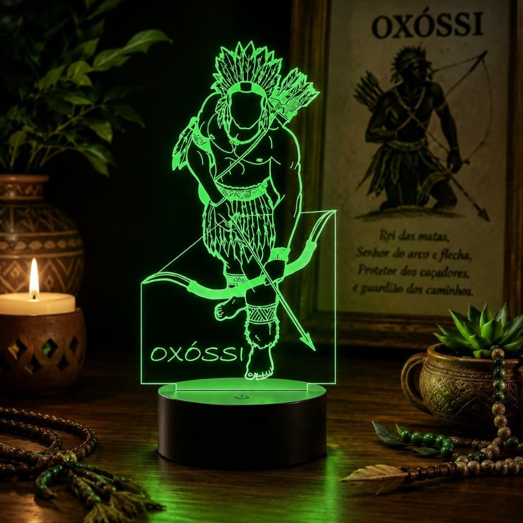 Luminária Led 3D Abajur | Oxossi Umbanda Camdomble Presente Criativo Decoração Multicores