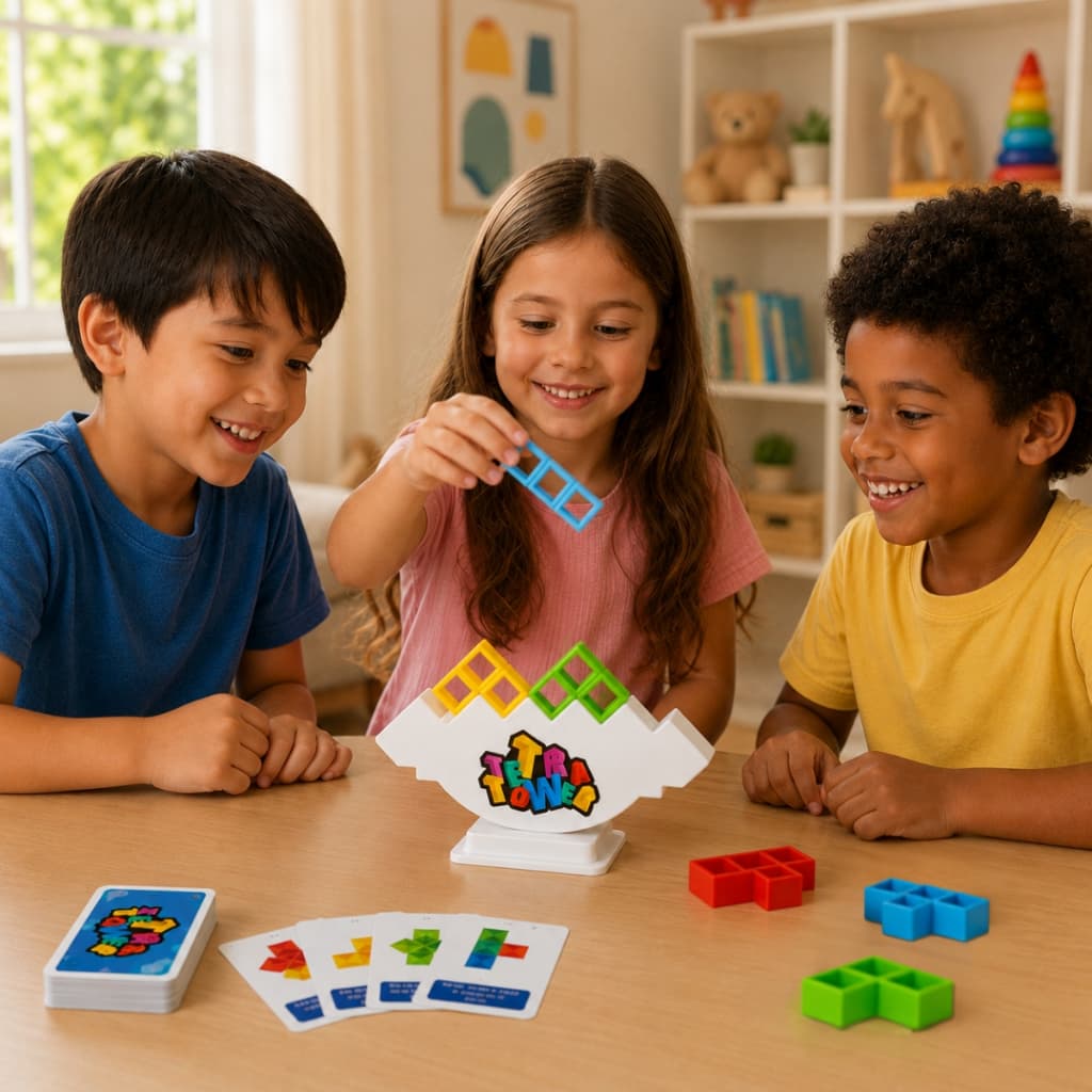 Brinquedo Jogo Infantil Torre Tetra Desafio Caiu Perdeu Jogo Educativo Para Crianças- Castela