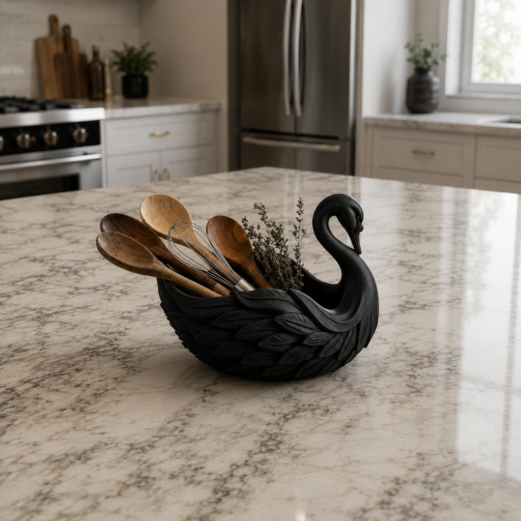 Porta Utensílios Cisne Branco Organizador de Cozinha Decorativo Multiuso Elegante faqueiro domestico cozinha