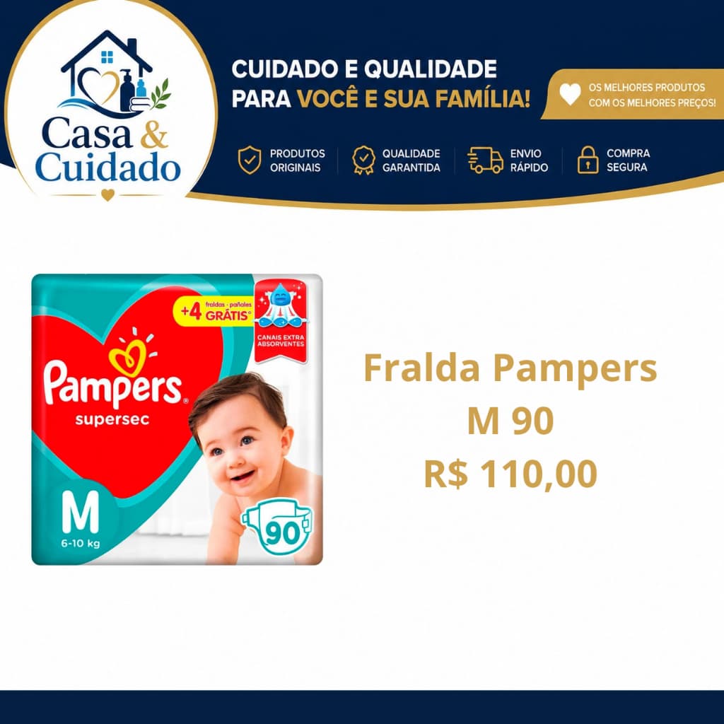 Fralda Pampers SuperSec M 90
