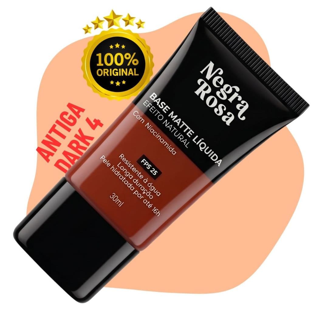 Base Liquida Dark 4 Pele Negra Rosa Fps 25 Maquiagem 30ml