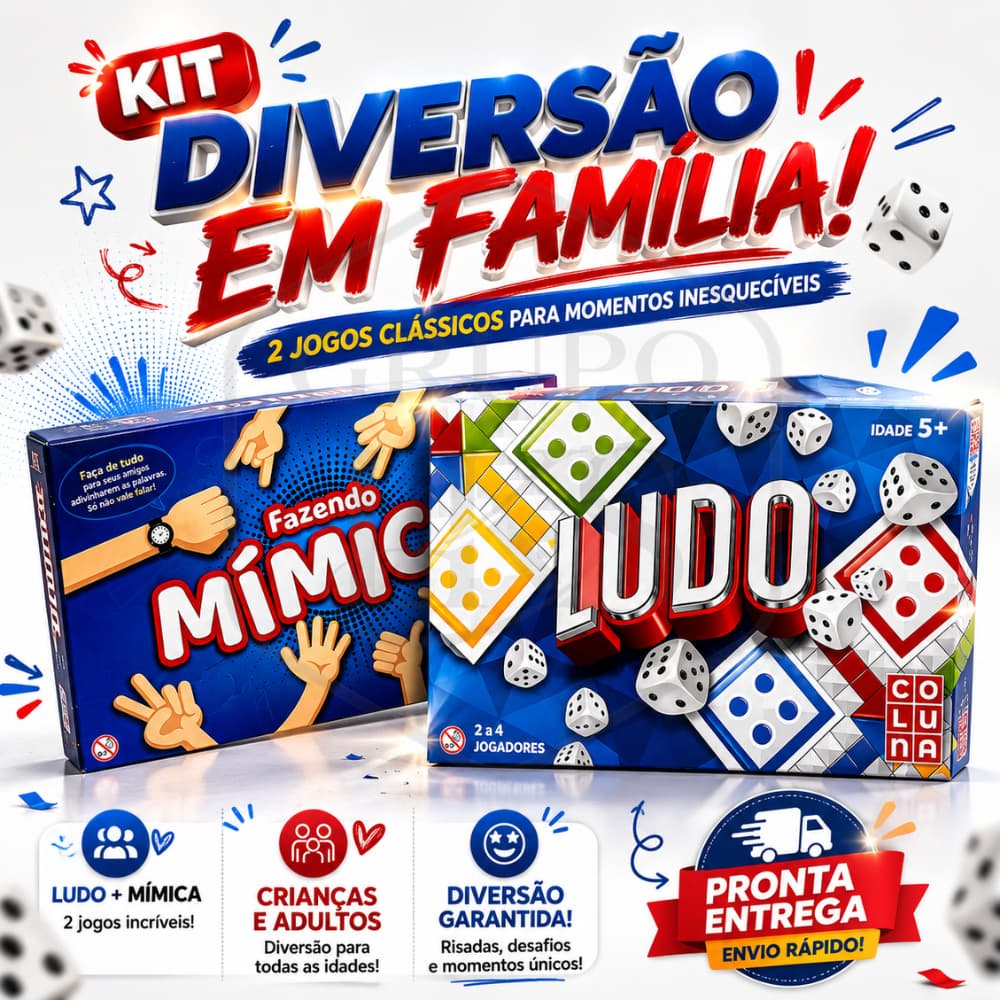 Jogos Fazendo Mímica + Ludo Coluna Jogo de Tabuleiro Infantil Família 5+ Anos