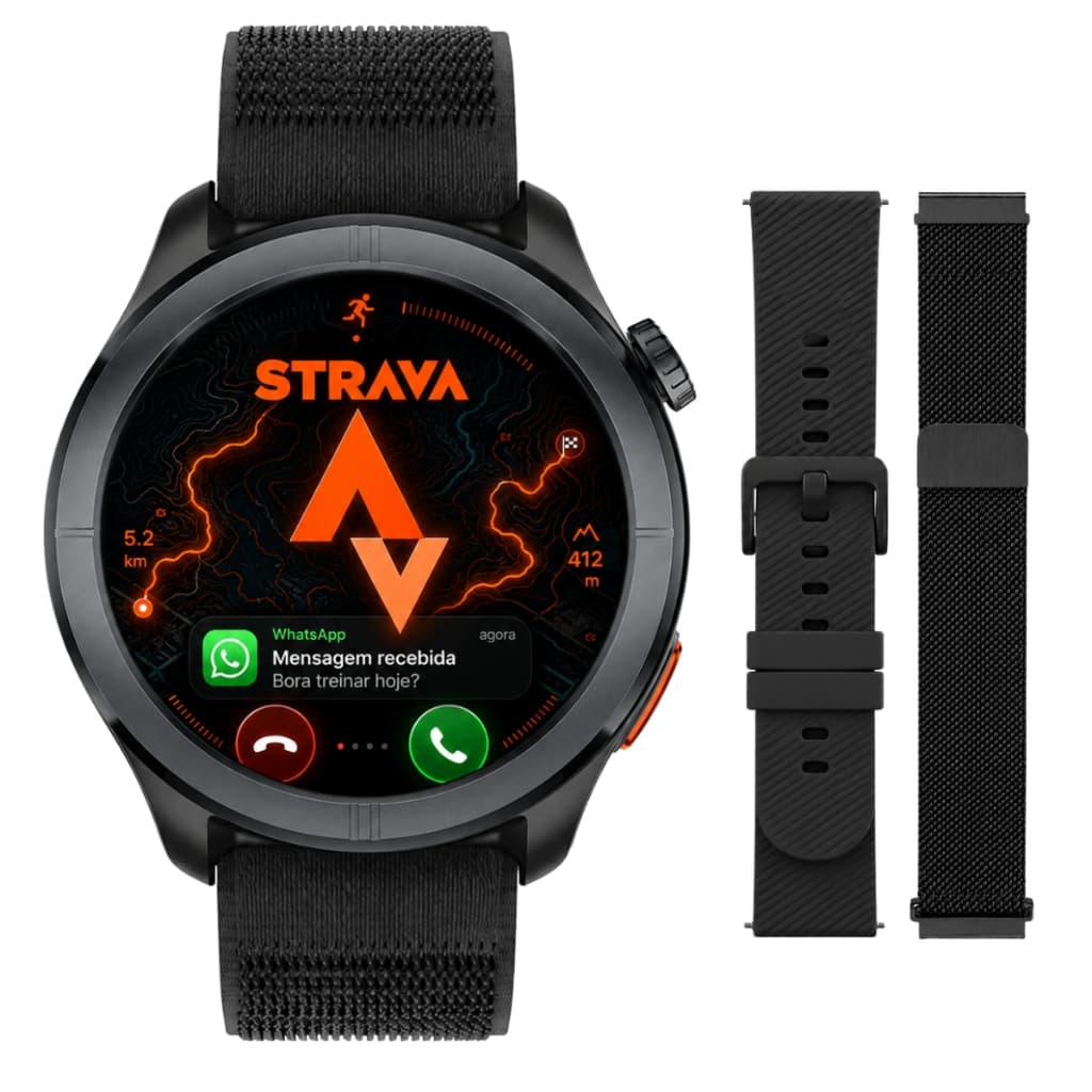 Relógio Smartwatch Solar Neo 2 Amoled Corrida Strava Ios Android Masculino Feminino 150 Modos Esportivos Nf