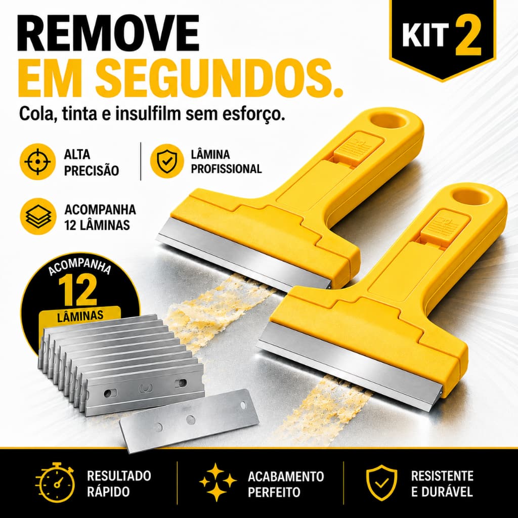 Kit 2 Estilete Raspador profissional Multiuso com 12 lâminas Adesivo Box Cola Vidro Cerâmica Azulejo