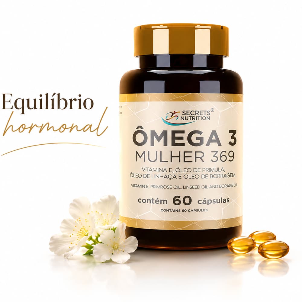 Omega Mulher 3 6 9 Óleo Linhaça Borragem Primula Vitamina E 60 capsulas softgels - Secrets Nutrition