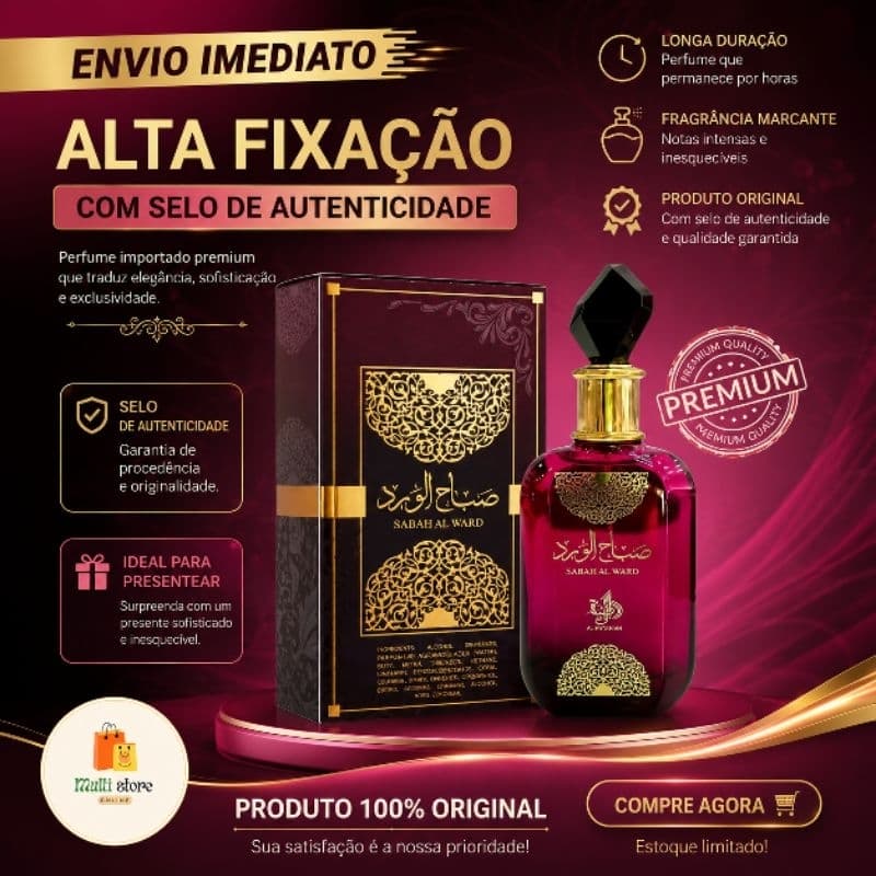 Sabah Al Ward - Perfume Árabe Feminino original Importado 100ml Alta Fixação Original Sabah Al Ward