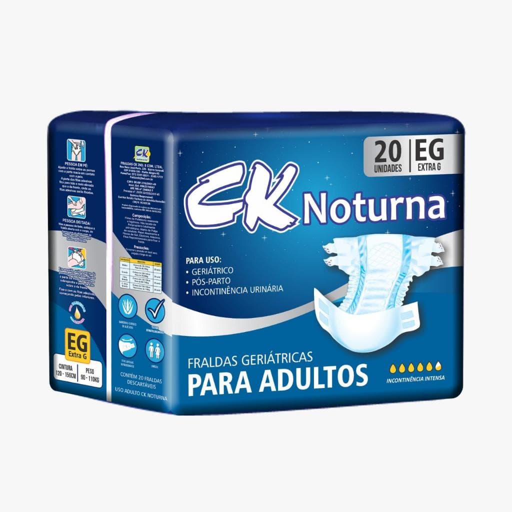 Fralda Geriátrica Adulto Incontinência CK Noturna Tamanho EG 20 unidades